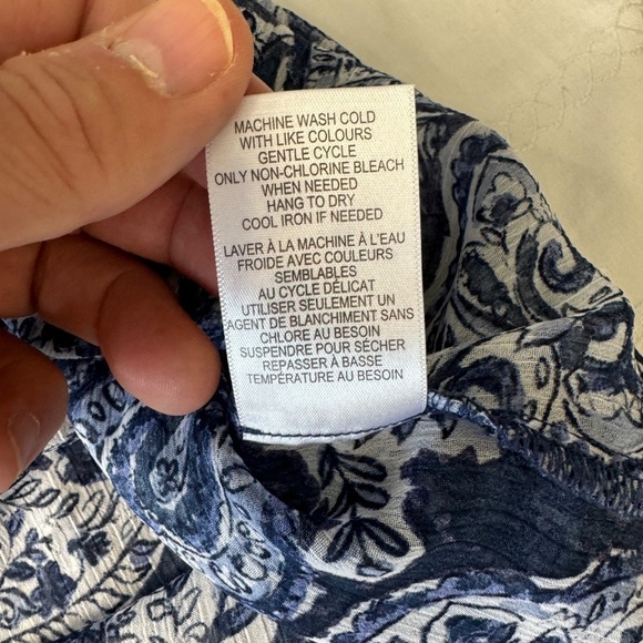 Christina B Women's‎ Sheer Blue Abstract Layered Satin Sleeveless Blouse Large - Picture 6 of 10